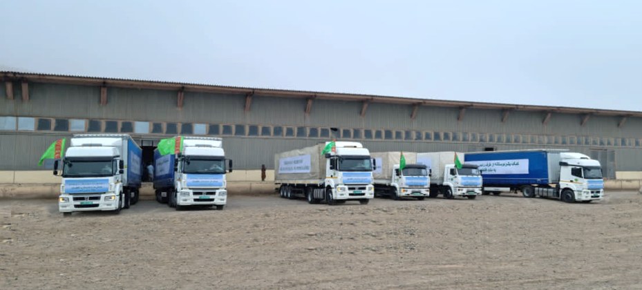 Cargo of humanitarian aid that Turkmenistan sent to Afghanistan