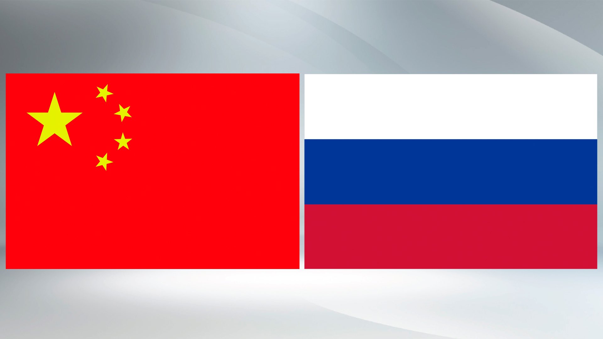 Flag of China (L) and Russia (R)