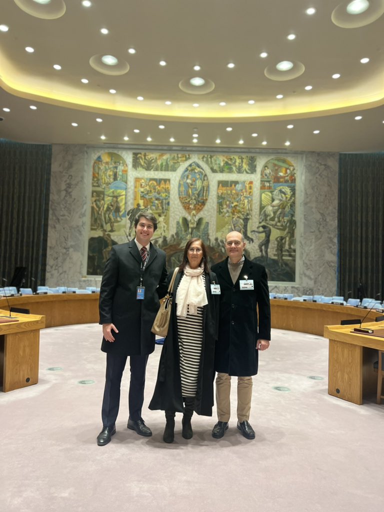 Daniel del Valle, UN Young delegate with his mother and father at the head quarter of UN.