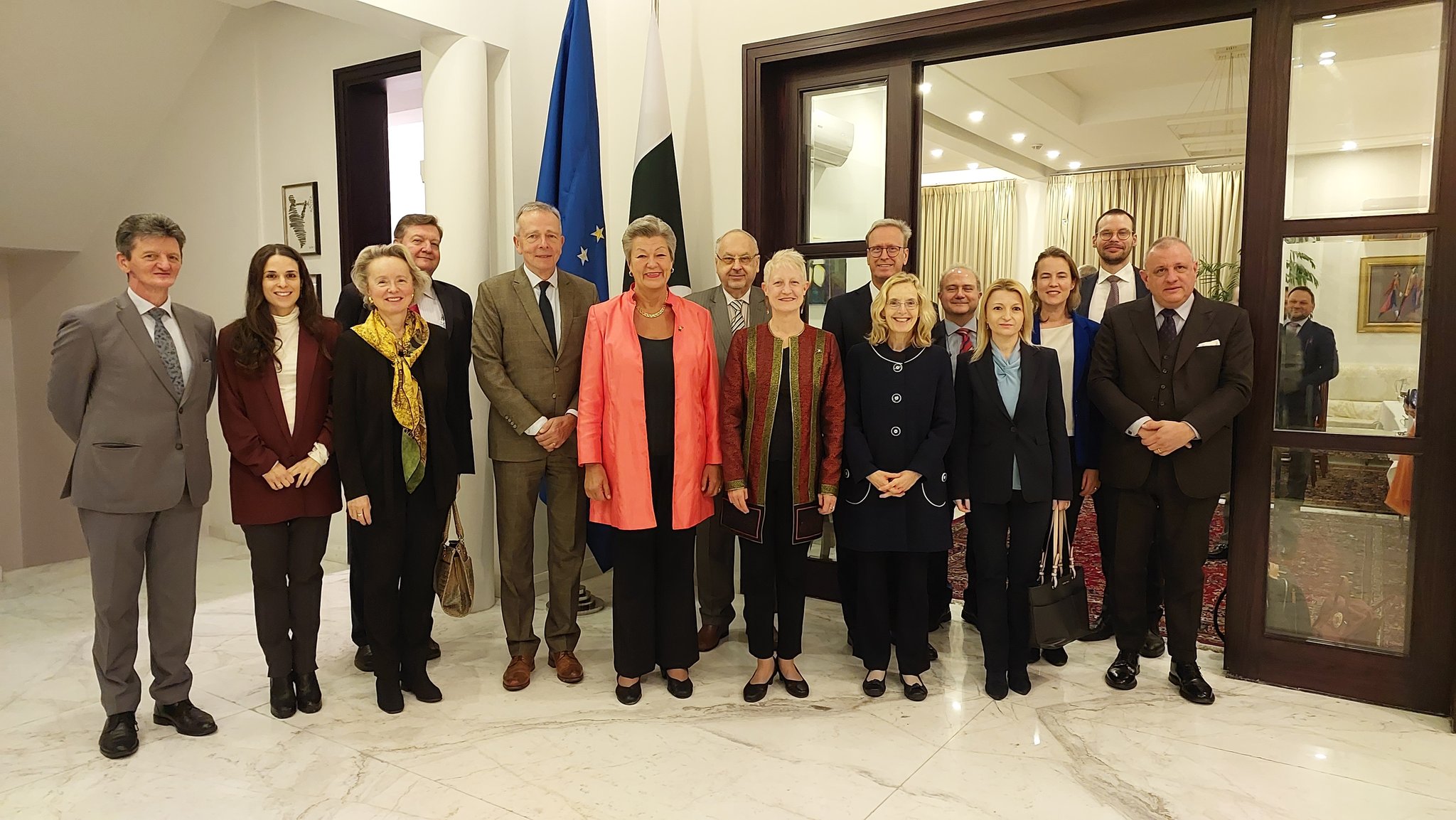 The EU Commissioner Ylva Johansson with Team Europe in Pakistan on her conclusion of the 2-days visit.
