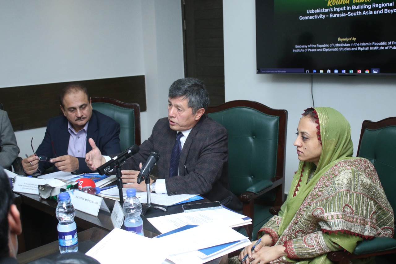Rashid Aftab, Director of Riphah Institute of Policy Studies, Ambassador of Uzbekistan to Pakistan, and Farhat Asif, President Institution Peace and Diplomatic Studies.