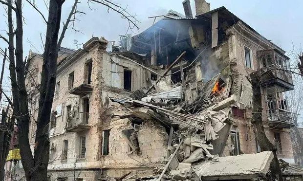 House in Ukraine destroyed by Russia according to Ukrainian officials.