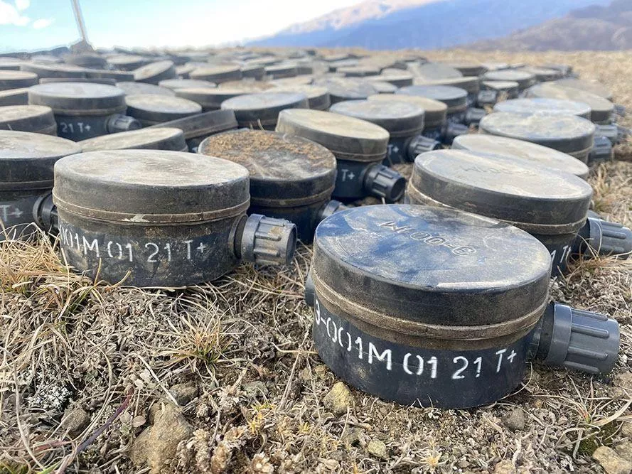Land mines that Azerbaijan claims Armenia planted on its soil after the 2020 conflict.