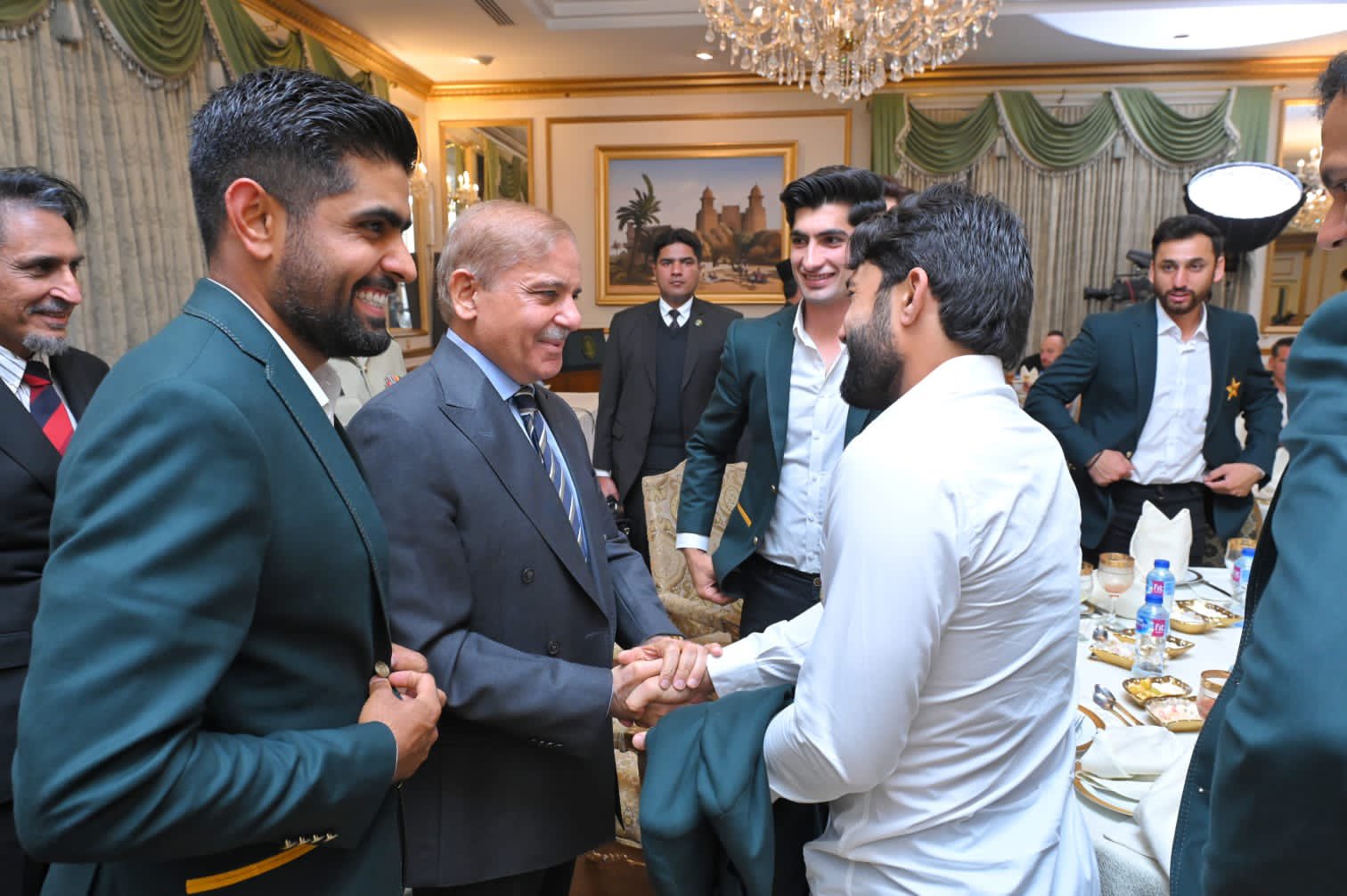 Prime Minister of Pakistan, Shahbaz Sharif hosted a reception in the honor of Pakistan and England Cricket Teams in Prime Minister House, Islamabad on the eve of 5 December 2022.