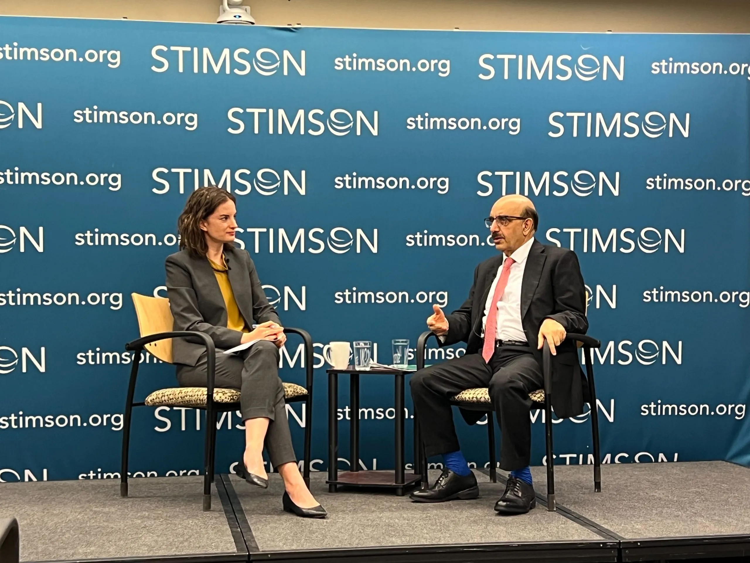 Elizabeth Threlkeld, the Director of the South Asia Program at the Stimson Center (R) with the Ambassador of Pakistan to US, Masood Kahn (L)