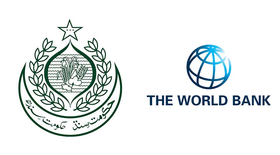 The logo of the World Bank (R) and Government of Sindh, Pakistan (L).