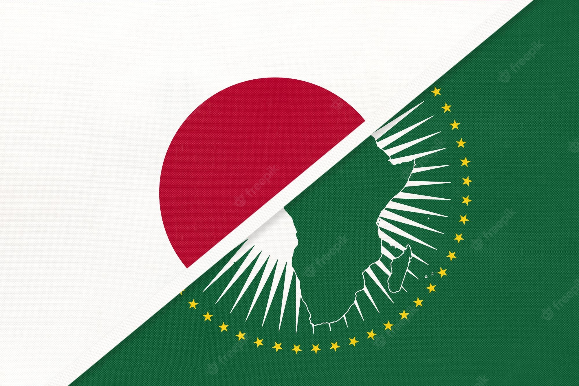 Flags of Japan and African Union.