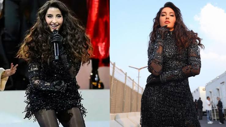 Nora Fatehi, performing at the closing ceremony of the FIFA World Cup 2022, Lusail Stadium.