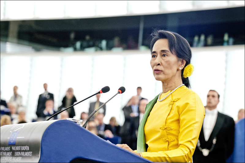 Aung san Suu Kyi, jailed for 33 years.
