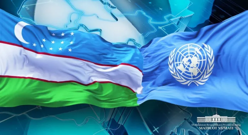 Uzbekistan and UN Flag