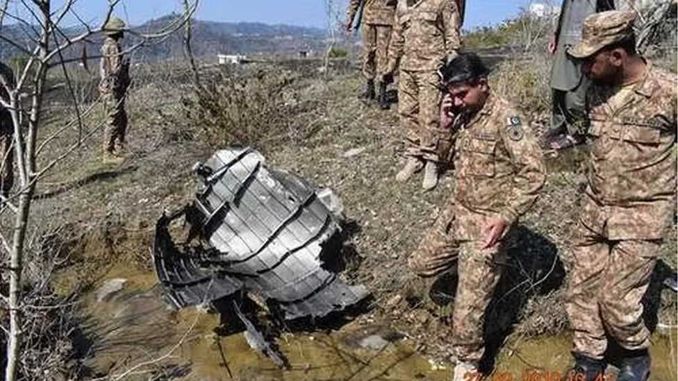 A Pakistani government image to show wreckage from one of the downed Indian jets.