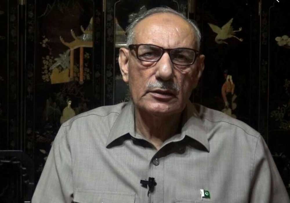 Screenshot of a YouTube video of Lt General (retired) Amjad Shoaib.