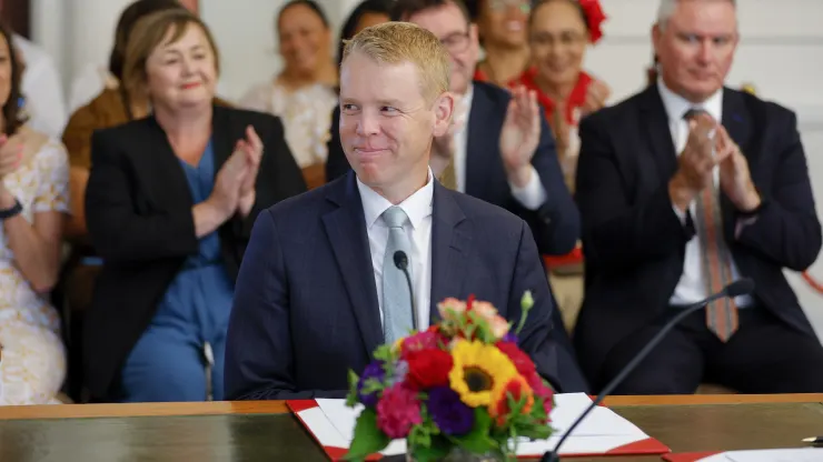Chris Hipkins is sworn in as prime minister on Jan. 25, 2023 in Wellington, New Zealand.