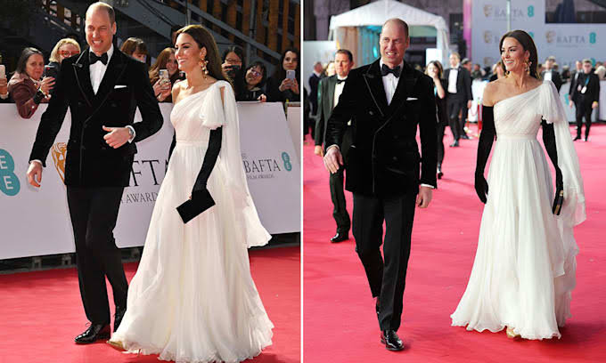 Kate Middleton and Prince William on red carpet.