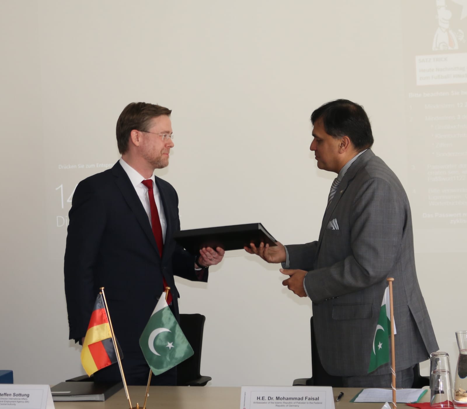 Ambassador Dr. Mohammad Faisal and Mr. Steffen Sottung, Managing Director signed a Letter of Intent (Lol) for Skilled Labour Mobility.