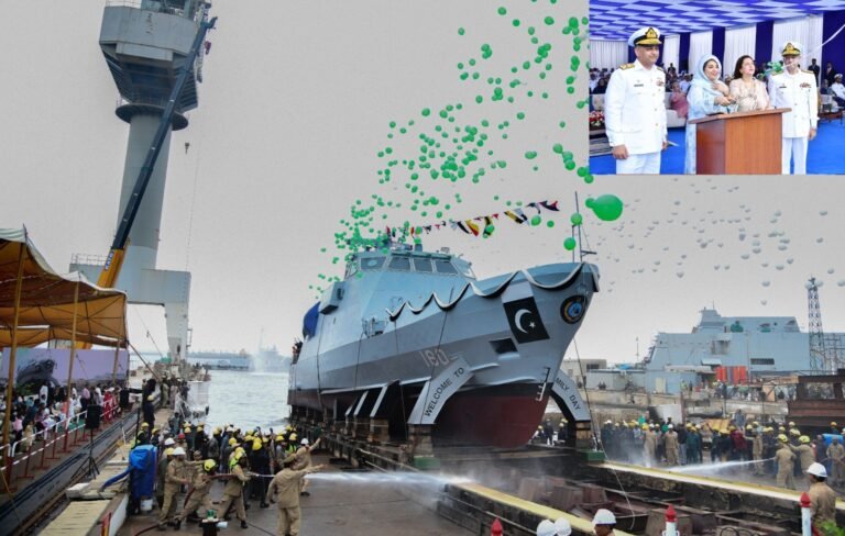 LAUNCHING CEREMONY OF PNS SAHIWAL GUN BOAT BUILT FOR PAKISTAN NAVY AT SHIPYARD