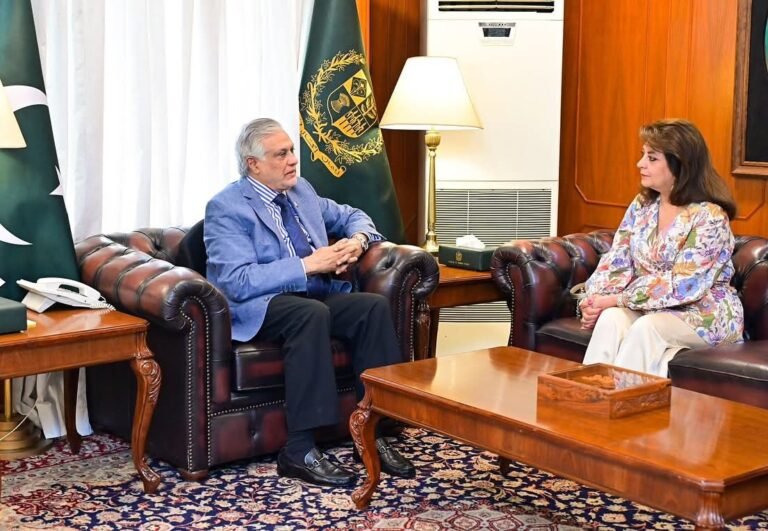 Dar lauds Baroness Mobarik’s role in promoting Pak-UK ties