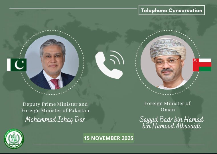 Dar felicitates Oman Counterpart on Sultanate’s National Day