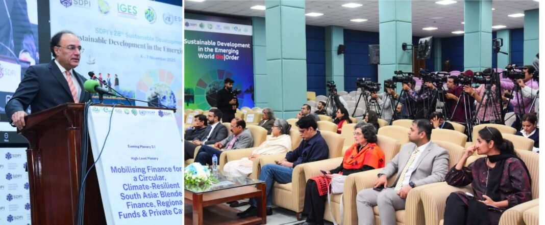 Aurangzeb urges mainstreaming climate finance at SDPI conf