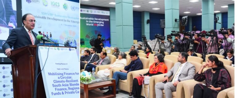 Aurangzeb urges mainstreaming climate finance at SDPI conf