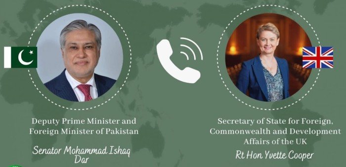 Deputy Prime Minister/Foreign Minister Senator Mohammad Ishaq Dar and UK Foreign Secretary H.E. Yvette Cooper spoke to discuss the evolving regional situation.