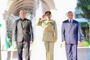 Iranian President arrives at PM House; given a guard of honour
