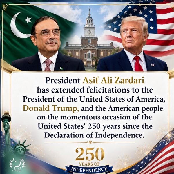 Zardari Congratulates US President on 250th Independence Anniversary