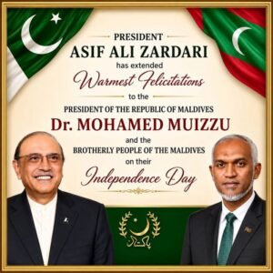 President Zardari Extends Greetings to Maldives on Independence Day