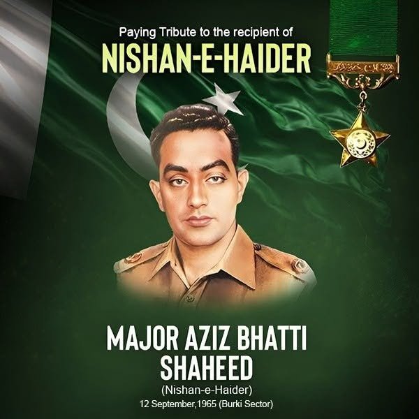 Martyrdom anniversary of Major Aziz Bhatti Shaheed, Nishan-e-Haider, today Rawalpindi (GNP): Field Marshal Syed Asim Munir, NI (M), HJ, Chief of the Army Staff & Chief of Defence Forces, Admiral Naveed Ashraf, NI, NI (M), T Bt, Chief of the Naval Staff, Air Chief Marshal Zaheer Ahmed Baber Sidhu, NI (M), HJ, Chief of the Air Staff, General Syed Aamer Raza, NI (M), S Bt, Commander National Strategic Command on behalf of the Armed Forces of Pakistan, solemnly commemorate the 61st martyrdom anniversary of Major Raja Aziz Bhatti Shaheed, Nishan-e-Haider and pay rich tribute to his exceptional courage, leadership and supreme sacrifice. During the 1965 War, Major Aziz Bhatti Shaheed defended the Burki sector near Lahore with extraordinary valour, holding his ground against relentless enemy assaults for five days and nights. His resolute leadership and indomitable spirit halted the enemy’s advance and became an enduring symbol of courage, duty and sacrifice. His legacy lives on as an inspiration to the nation and generations of Pakistan’s defenders. Major Aziz Bhatti Shaheed’s selfless devotion to duty, unwavering courage and supreme sacrifice remain an enduring inspiration for generations. The Armed Forces of Pakistan reaffirm their steadfast resolve to defend the country’s sovereignty and security with the same courage, determination and spirit of sacrifice that he embodied. Martyrdom anniversary of Major Aziz Bhatti Shaheed, Nishan-e-Haider, today