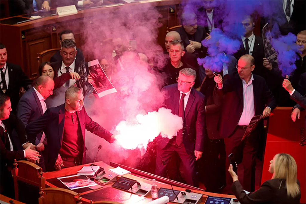 Albanian MPs Light Flares in Parliament as Protests Continue